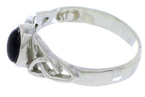 Genuine Sterling Silver And Jet Ring Size 8-1/4 UX32339